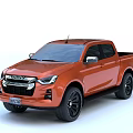 Isuzu Orange Pickup Truck with Double Cab Modern Design and Black Wheels Stylish Exterior View