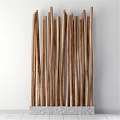 Vertical Arrangement Of Brown Wooden Sticks As Modern Wall Decor