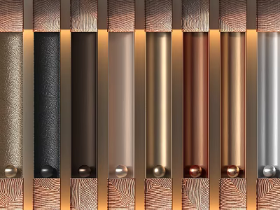 Various Colored Decorative Strips With Metallic And Wood Textures For Interior Design 3d model