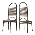 Modern Leisure Chairs With Metal Frame Curved Backrest And Wooden Seat Design