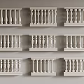 Several White Railings With Various Designs And Styles Showcased On Gray Background