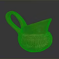 Handcrafted Terracotta Sculpture Carving with Striped Pattern and Curved Handle Design