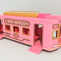 Pink Toy Train With MIX WORLD And MAX Design Interior Windows And Seats 3d model
