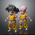 Two Young Cartoon Characters Wearing Yellow Outfits With Blue Belts And Spiky Hair Bald Head