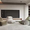 Cozy Modern Living Room With Velvet Bean Bag Chairs In Various Colors And Side Table