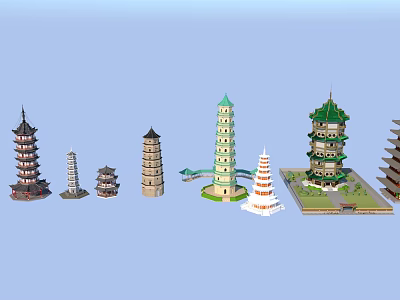 Traditional Chinese Towers Collection With Various Architectural Styles And Design Models 3d model