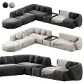 Modern Sectional Sofa With Plush Pillows Side Table And Soft Throw Blanket In Neutral Tones 3d model