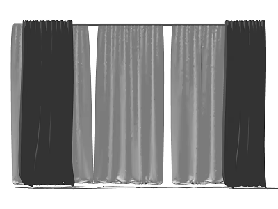 Elegant Dark and Light Colored Curtains with Various Styles for Home Decor 3d model