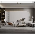 Minimalist Modern Living Room With Beige Sofa Wooden Coffee Table Decorative Vase And Floor Lamp