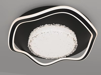 Modern Ceiling Light With Wavy Black And White Frame And Illuminated Center 3d model