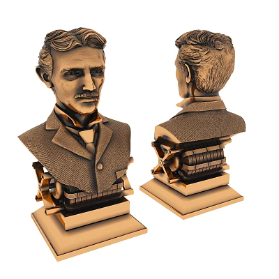 Detailed Male Figure Bust Sculpture Carving With Artistic Base And Attire Details 3d model