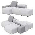 Light Gray Upholstered Modular Sectional Sofa With Modern Minimalist Design And Plush Cushions