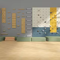Indoor Kids Playground Equipment With Climbing Wall Wooden Frames And Padded Mats