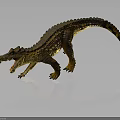 Realistic Crocodile Model With Open Mouth And Textured Skin And Reflection In Standing Pose