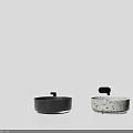Two Wall Mounted Washbasins One Black And One White With Speckles Design 3d model