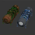 Two Industrial Machinery Units With Metallic Structure And Different Colors On Base Frame