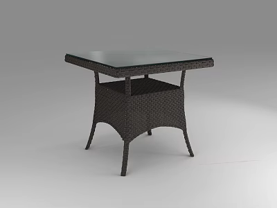 Modern Wicker Coffee Table With Clear Glass Top And Sturdy Design 3d model