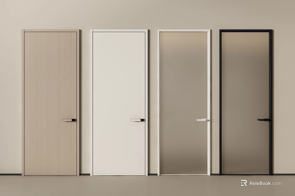 Hinged Doors With Various Styles Colors And Materials For Home Interior 3d model 