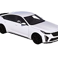 White Cadillac Sedan With Sporty Design Black Wheels And Rear Spoiler