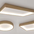 Modern Square And Round Ceiling Lights With Wooden Frame And Soft Illumination 3d model