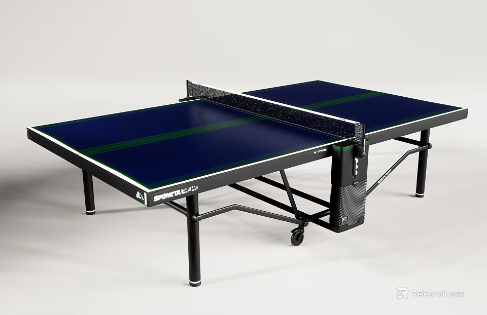 Portable JOOLA Ping Pong Table With Blue Surface Green Stripe And Wheels For Fitness 3d model 