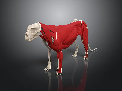 Detailed 3D Dog Anatomy Model Showing Skeleton Muscles And Internal Organs 3d model