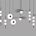Modern Minimalist Lighting Combination With Hanging Pendant Lights And Various Spherical Circular Shapes
