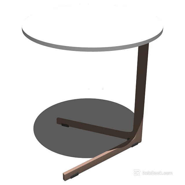 Modern Round Coffee Table With Light Colored Top And Dark Wooden Legs 3d model 