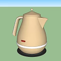 Two Modern Electric Kettles With Golden Body White Trim And Red Indicator