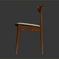 Elegant Minimalist Wooden Chair With Curved Backrest And Light Colored Seat