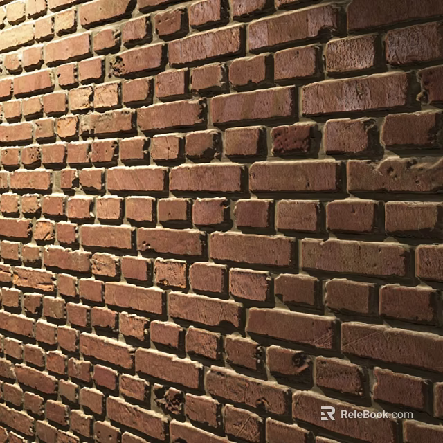Textured Red Brick Wall With Rustic Design For Interior Decoration 3d model