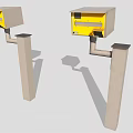 Outdoor Mobile Phone Charging Devices With Yellow Panel And Pillar Mounted Structure