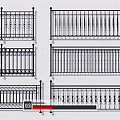 Various Metal Fence Designs With Ornate Patterns And Vertical Bars 3d model