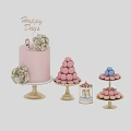 Dim Sum Dessert Cake Macaroon Dessert 3d model