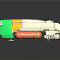 Green Yellow White Red Spacecraft Module Model With Aerodynamic Aerospace Design 3d model