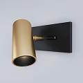 Modern Gold Cylindrical Wall Sconce With Black Base And Switch 3d model