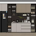 Modern Kitchen Wine Cabinet With Glass Doors LED Lighting And Decorative Storage
