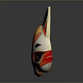 Fox Mask Design With Gold And Red Patterns And Glowing Yellow Eyes 3d model