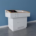 Modern Functional Desk With White Body Wooden Top Drawers Cabinets And Ventilation Grilles