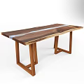 Wooden Office Desk With Natural Wood Grain And Blue Black Geometric Resin Inlay