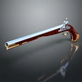 Detailed Antique Flintlock Pistol With Wooden Stock And Shiny Metal Barrel