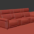 Modern Brown Leather Three Seater Sofa With Built In Cup Holders And Comfortable Design