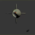 Sleek Metallic Rocket Model Featuring Transparent Green And Red Sections On Stable Base