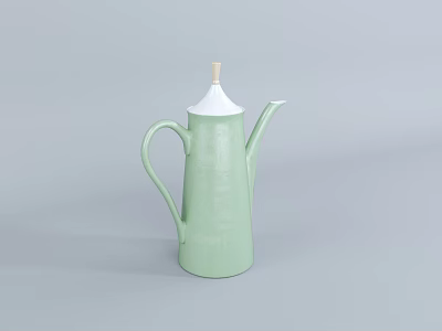Light Green Kettle as Daily Use Electrical Appliance with White Lid and Wooden Top 3d model