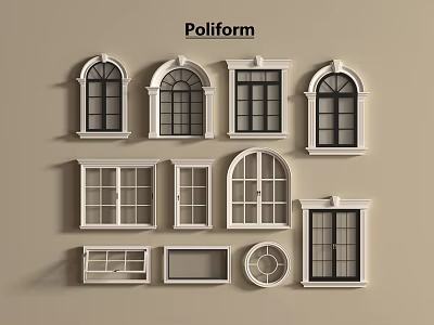 Poliform Casement Windows With Various Arch And Rectangular Designs For Home Decoration 3d model