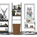 Multilayer Wheeled Storage Shelving Units With Decorative Art Plants Books And Baskets