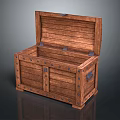 Open Wooden Storage Chest With Metal Rivets And Secure Latches For Home Use