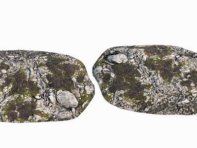 Mossy Stone And Wooden Elements For Natural Rustic Garden Decor 3d model