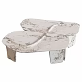 Modern Unique Shape Coffee Table With White Marble Surface And Black Top Design 3d model
