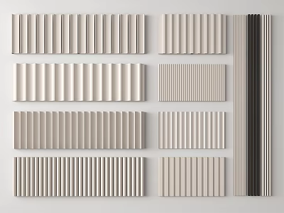 Modern Decorative Wall Panels With Various Striped Patterns And Neutral Tones 3d model